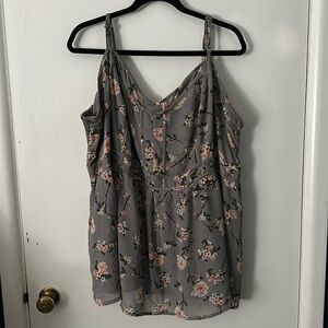 Torrid 6X Grey Floral Chiffon Tank Top